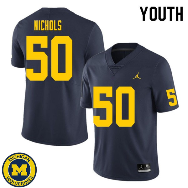 Youth Michigan Wolverines #50 Jerome Nichols Navy Fashion Player Jersey